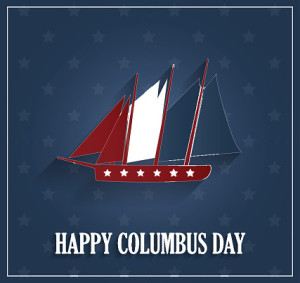 Apartments for rent in Spring TX Celebrate Columbus Day while admiring a sailboat on a serene blue background.