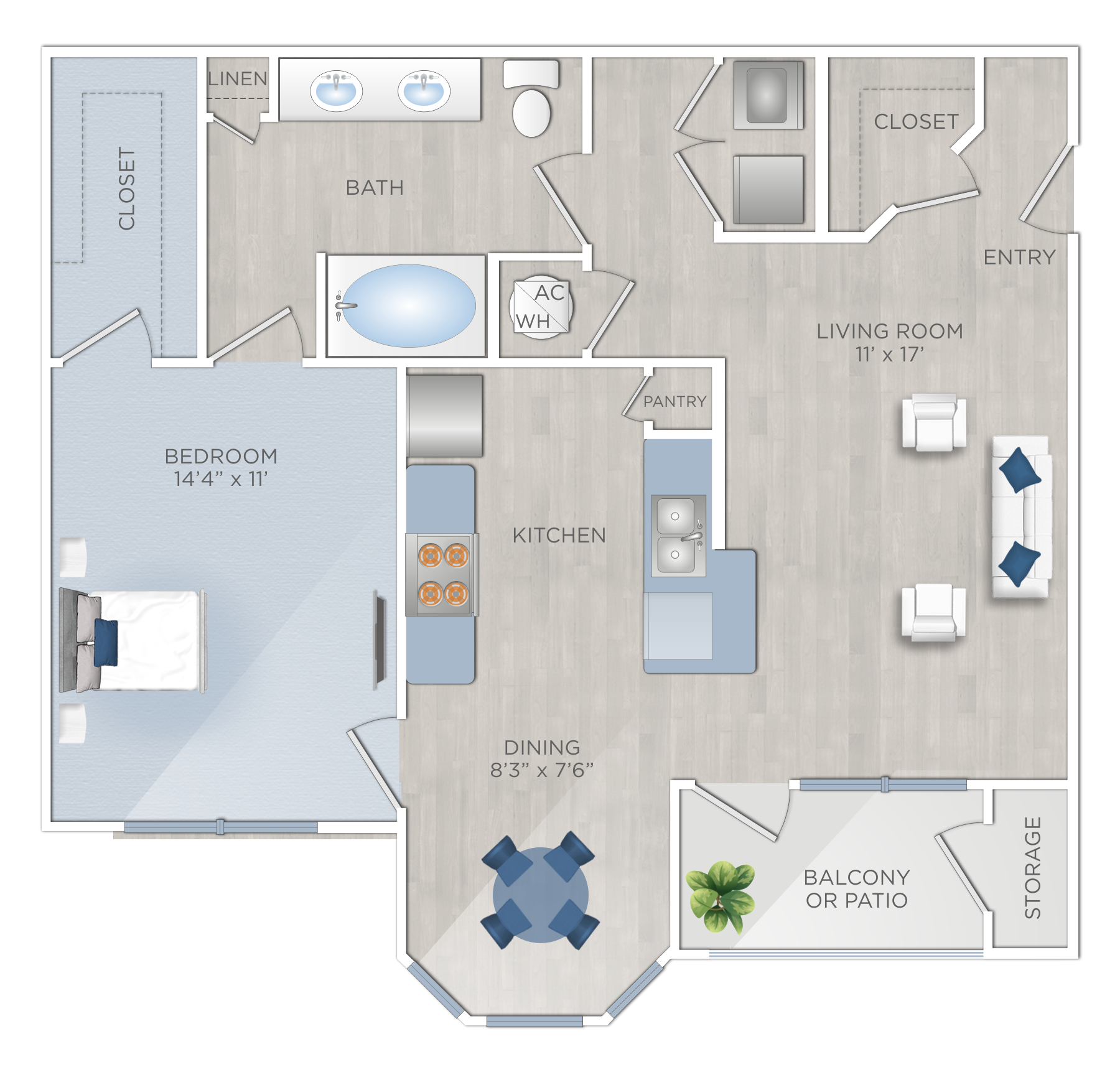 One Bedroom Apartments in Tomball, TX - The Preserve at Spring Creek - A3