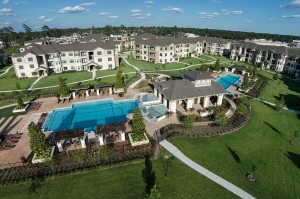 Apartments in Tomball, TX - Aerial View of Community and Pool